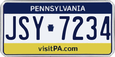 PA license plate JSY7234