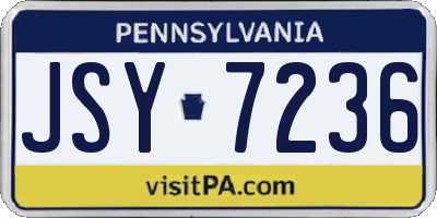 PA license plate JSY7236