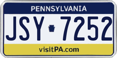 PA license plate JSY7252