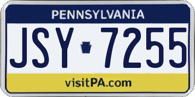 PA license plate JSY7255