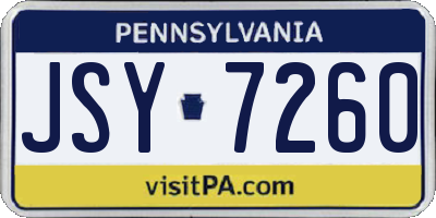 PA license plate JSY7260