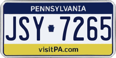 PA license plate JSY7265
