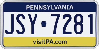 PA license plate JSY7281
