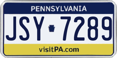 PA license plate JSY7289