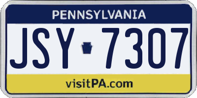 PA license plate JSY7307