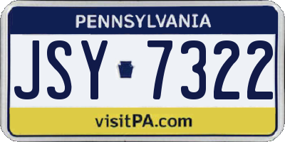 PA license plate JSY7322