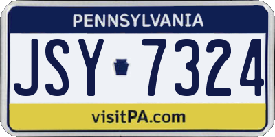 PA license plate JSY7324