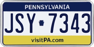 PA license plate JSY7343