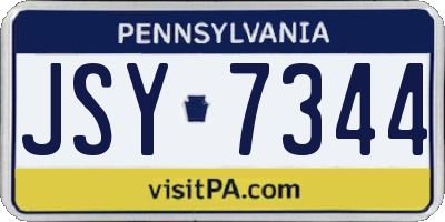 PA license plate JSY7344