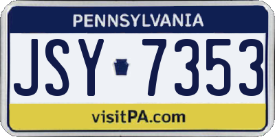 PA license plate JSY7353