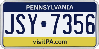 PA license plate JSY7356