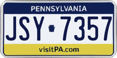 PA license plate JSY7357