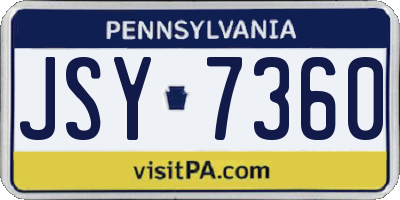 PA license plate JSY7360