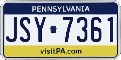 PA license plate JSY7361