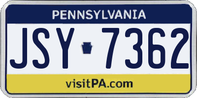 PA license plate JSY7362