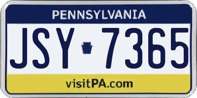PA license plate JSY7365