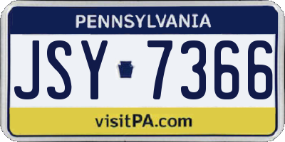 PA license plate JSY7366