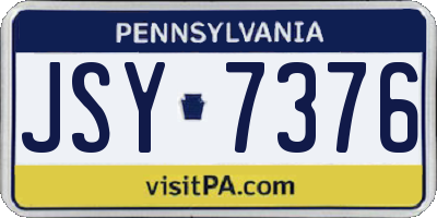 PA license plate JSY7376