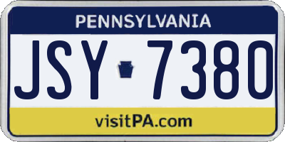 PA license plate JSY7380
