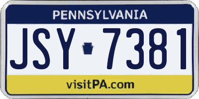 PA license plate JSY7381