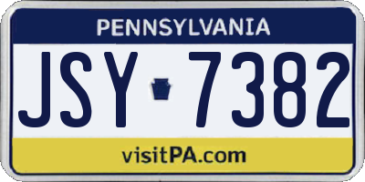 PA license plate JSY7382