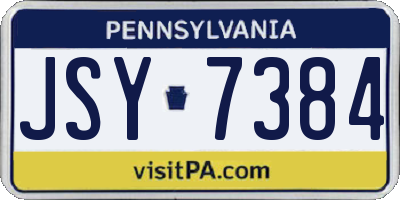 PA license plate JSY7384