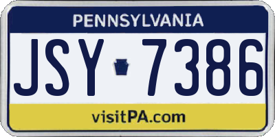 PA license plate JSY7386