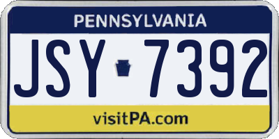 PA license plate JSY7392