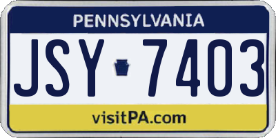 PA license plate JSY7403