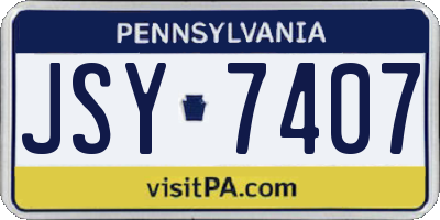 PA license plate JSY7407
