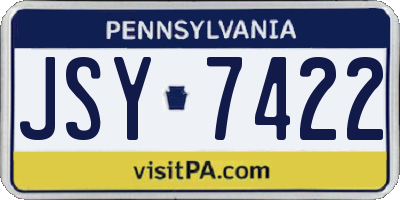 PA license plate JSY7422
