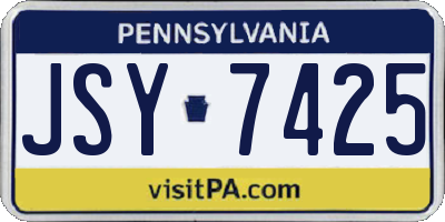 PA license plate JSY7425