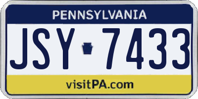 PA license plate JSY7433