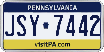 PA license plate JSY7442