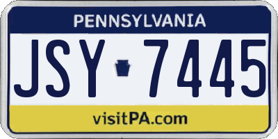 PA license plate JSY7445
