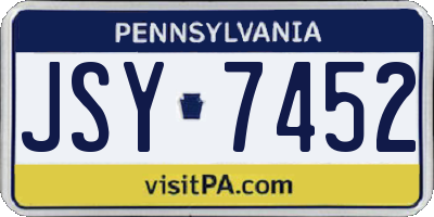 PA license plate JSY7452