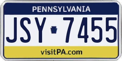 PA license plate JSY7455