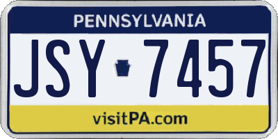 PA license plate JSY7457