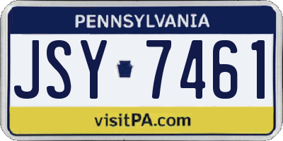 PA license plate JSY7461