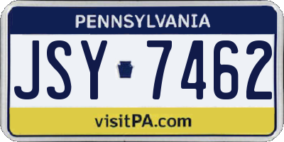 PA license plate JSY7462