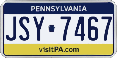 PA license plate JSY7467