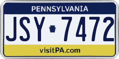 PA license plate JSY7472