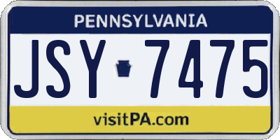 PA license plate JSY7475