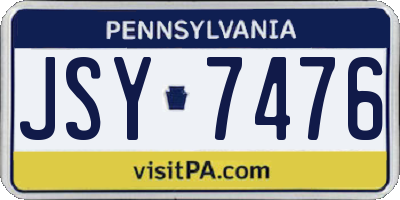 PA license plate JSY7476