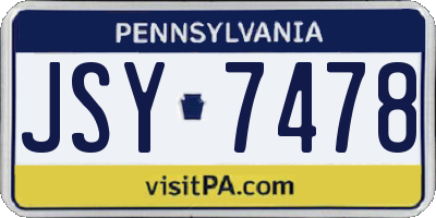 PA license plate JSY7478