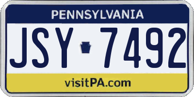 PA license plate JSY7492
