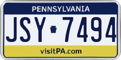 PA license plate JSY7494