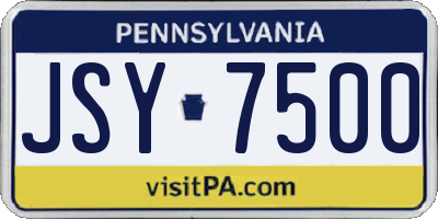 PA license plate JSY7500