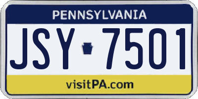 PA license plate JSY7501