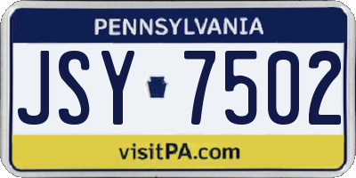 PA license plate JSY7502